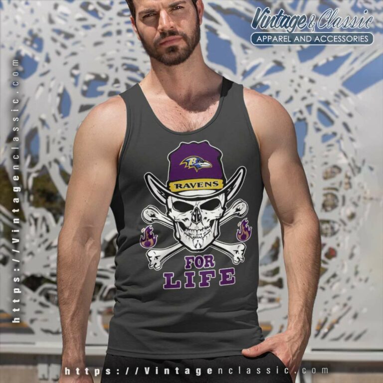 Baltimore Ravens Skull Fire For Life Tank Top Racerback Baltimore Ravens Skull Fire For Life Tank Top Racerback