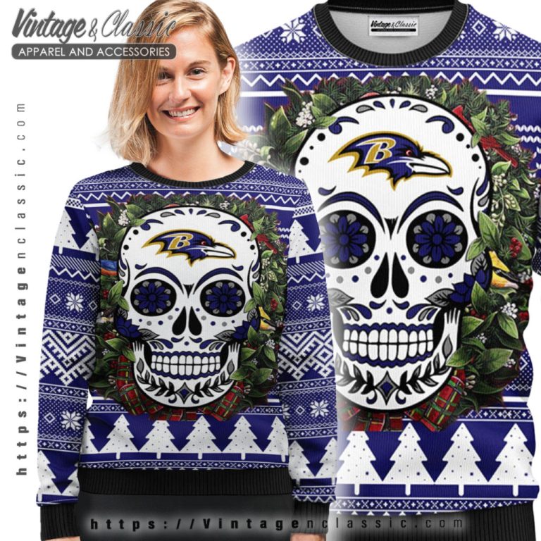 Baltimore Ravens Skull Ugly Christmas Sweater Ugly Sweater shirt Baltimore Ravens Skull Ugly Christmas Sweater Ugly Sweater shirt
