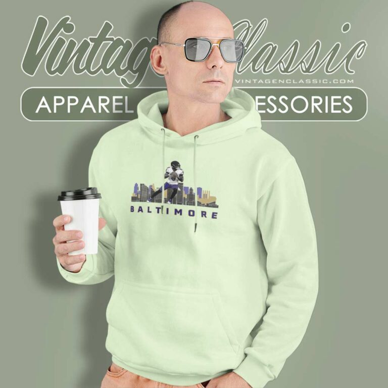 Baltimore Ravens Skyline Lamar Jackson Hoodie Baltimore Ravens Skyline Lamar Jackson Hoodie