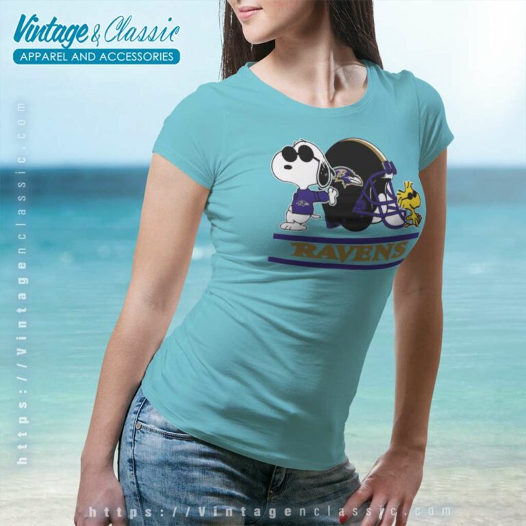 Baltimore Ravens Snoopy And Woodstock Helmet Women TShirt Baltimore Ravens Snoopy And Woodstock Helmet Women TShirt