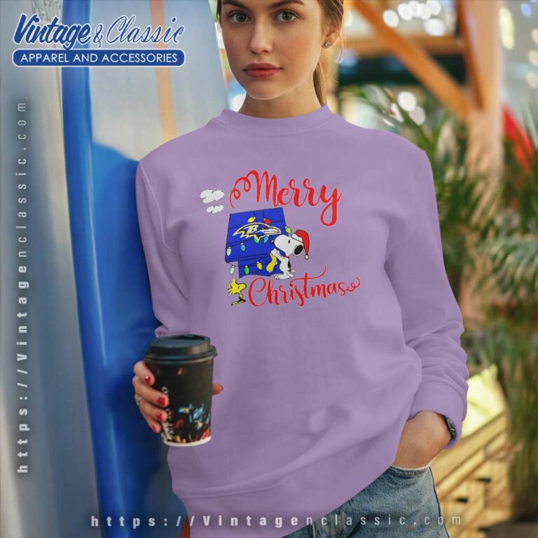 Baltimore Ravens Snoopy And Woodstock Merry Christmas Sweatshirt Baltimore Ravens Snoopy And Woodstock Merry Christmas Sweatshirt