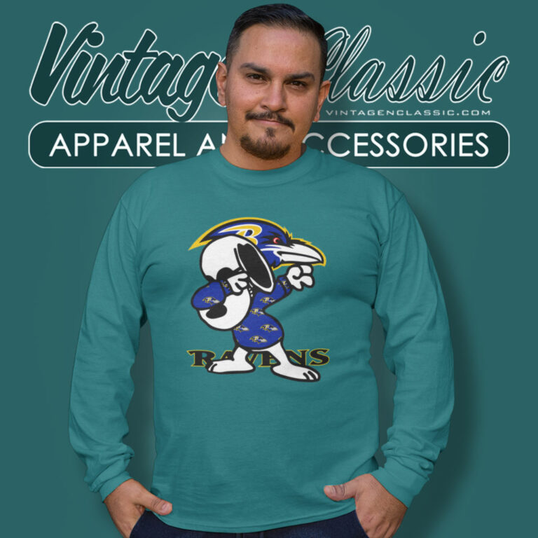 Baltimore Ravens Snoopy Dabbing Long Sleeve Tee Baltimore Ravens Snoopy Dabbing Long Sleeve Tee