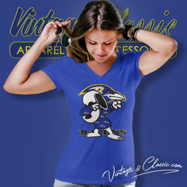 Baltimore Ravens Snoopy Dabbing V Neck TShirt Baltimore Ravens Snoopy Dabbing V Neck TShirt