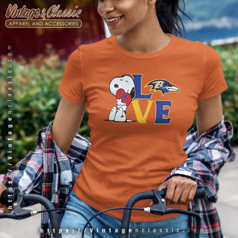 Baltimore Ravens Snoopy Love Heart Women TShirt Baltimore Ravens Snoopy Love Heart Women TShirt