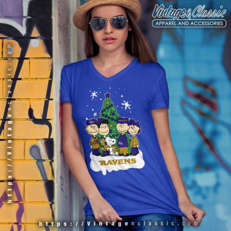 Baltimore Ravens Snoopy Peanuts Christmas V Neck TShirt Baltimore Ravens Snoopy Peanuts Christmas V Neck TShirt
