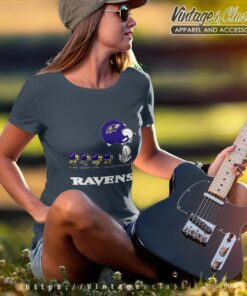 Baltimore Ravens Snoopy Woodstock Team Walking Women T shirt