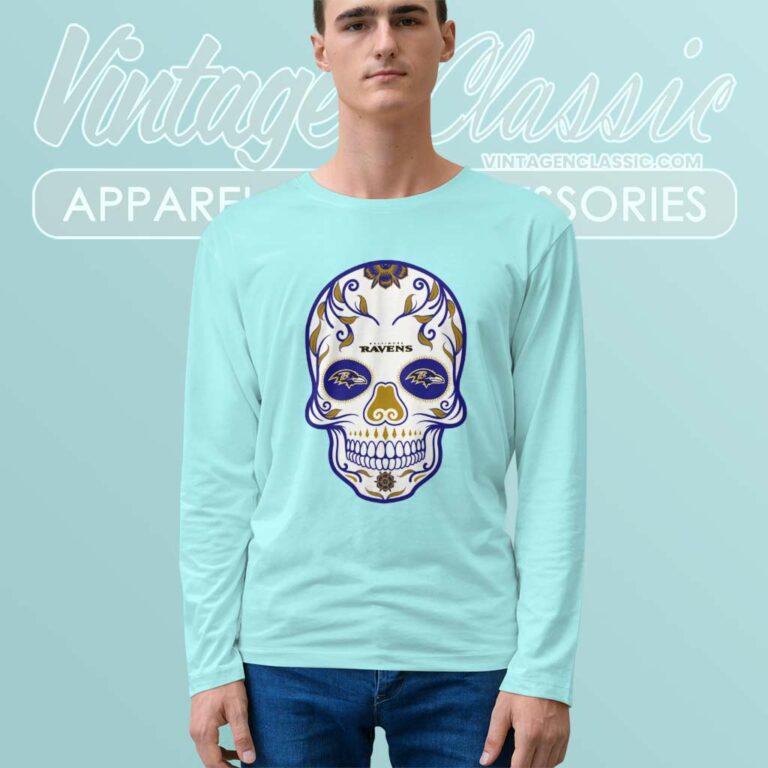 Baltimore Ravens Sugar Skull Long Sleeve Tee Baltimore Ravens Sugar Skull Long Sleeve Tee