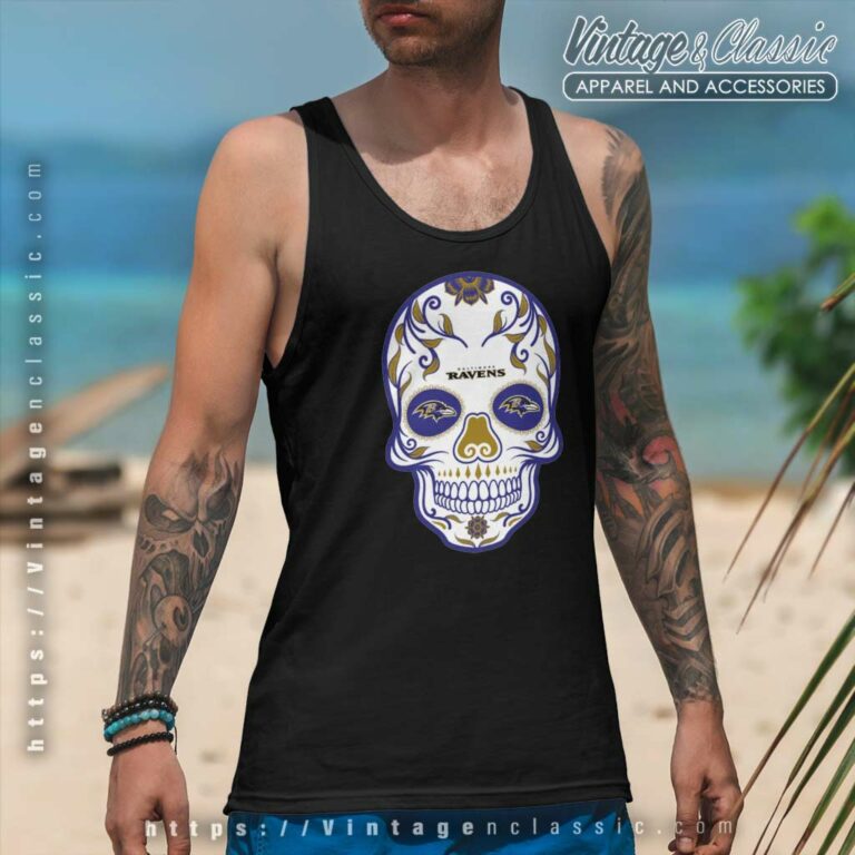 Baltimore Ravens Sugar Skull Tank Top Racerback Baltimore Ravens Sugar Skull Tank Top Racerback