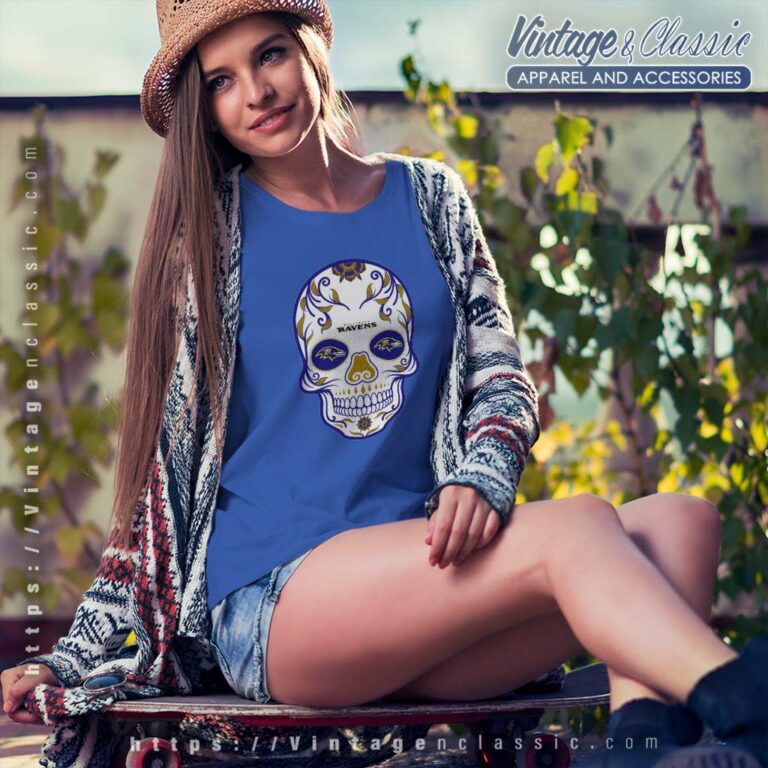 Baltimore Ravens Sugar Skull Women TShirt Baltimore Ravens Sugar Skull Women TShirt