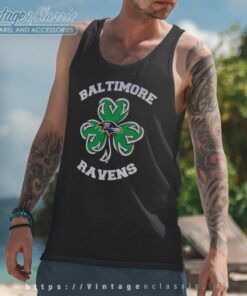 Baltimore Ravens Three Leaf Clover St Patricks Day Tank Top Racerback