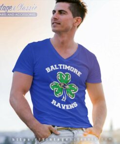 Baltimore Ravens Three Leaf Clover St Patricks Day V Neck TShirt