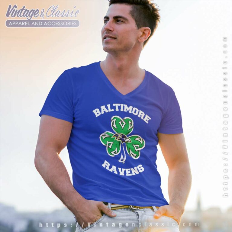 Baltimore Ravens Three Leaf Clover St Patricks Day V Neck TShirt Baltimore Ravens Three Leaf Clover St Patricks Day V Neck TShirt