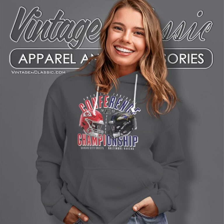 Baltimore Ravens Vs Kansas City Chiefs 2023 Afc Championship Matchup Hoodie Baltimore Ravens Vs Kansas City Chiefs 2023 Afc Championship Matchup Hoodie