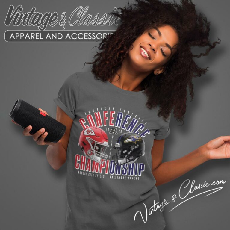 Baltimore Ravens Vs Kansas City Chiefs 2023 Afc Championship Matchup Women T Shirt Baltimore Ravens Vs Kansas City Chiefs 2023 Afc Championship Matchup Women T Shirt