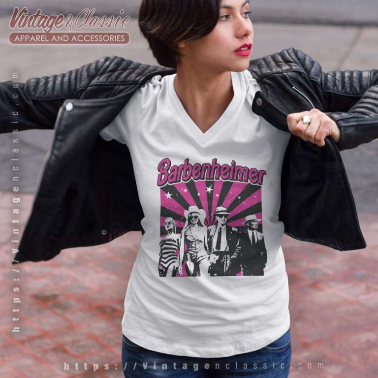Barbenheimer Come On Baby Babie Party V Neck TShirt Barbenheimer Come On Baby Babie Party V Neck TShirt