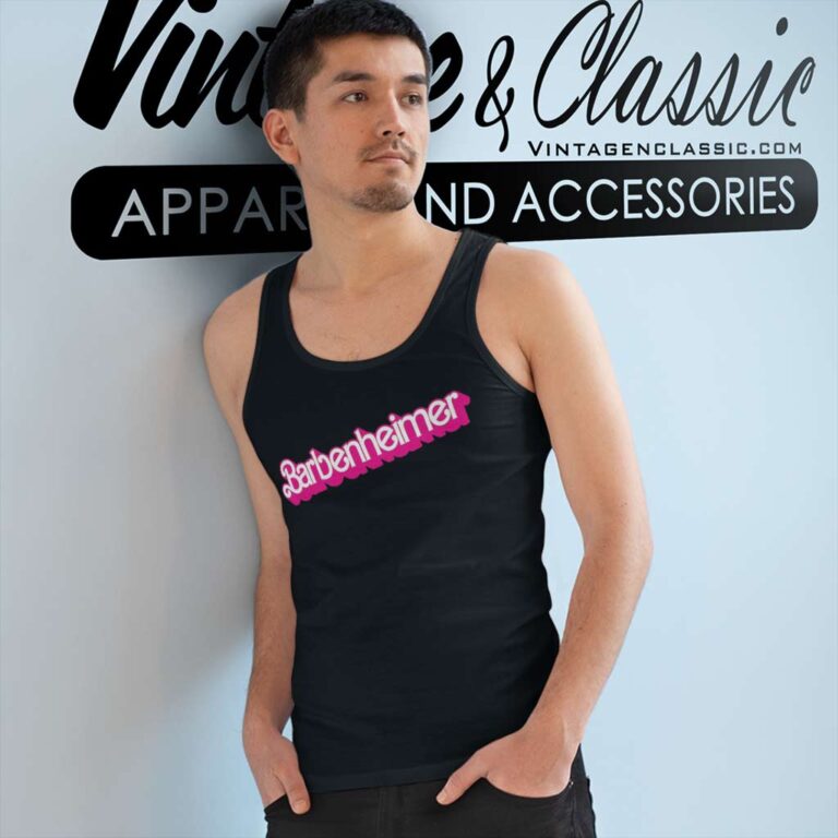 Barbenheimer Meme Pink 2023 Tank Top Racerback Barbenheimer Meme Pink 2023 Tank Top Racerback