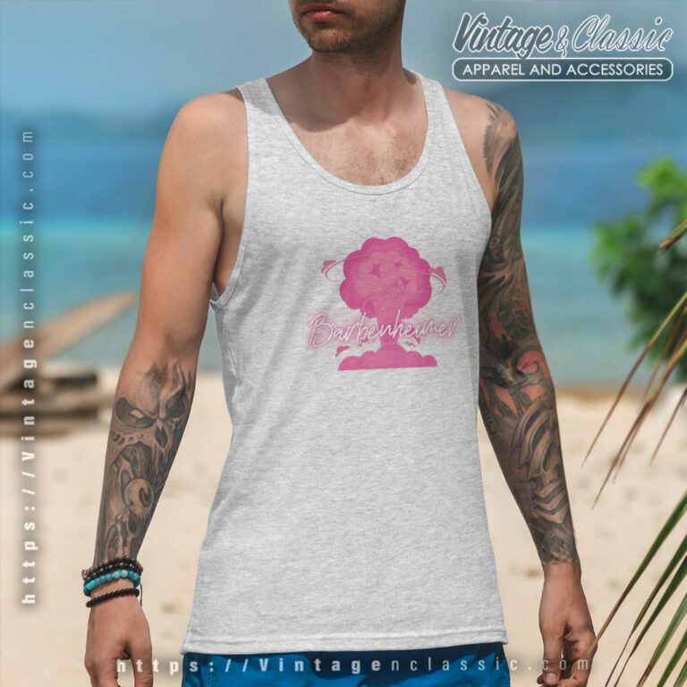 Barbenheimer Pink Cloud Mushroom Tank Top Racerback Barbenheimer Pink Cloud Mushroom Tank Top Racerback