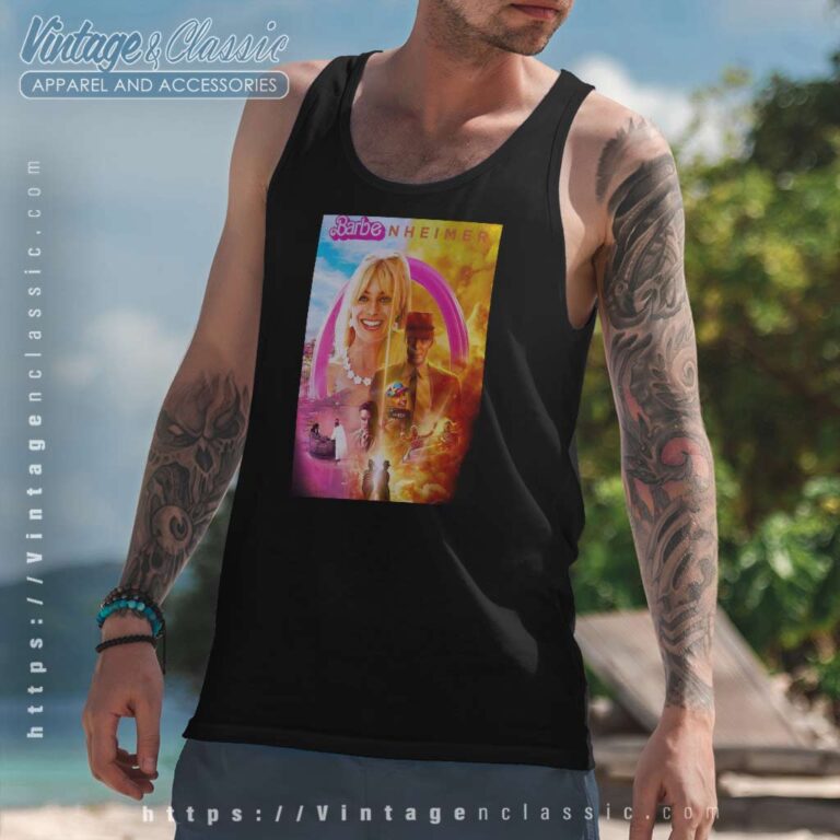 Barbenheimer Poster 2023 Tank Top Racerback Barbenheimer Poster 2023 Tank Top Racerback