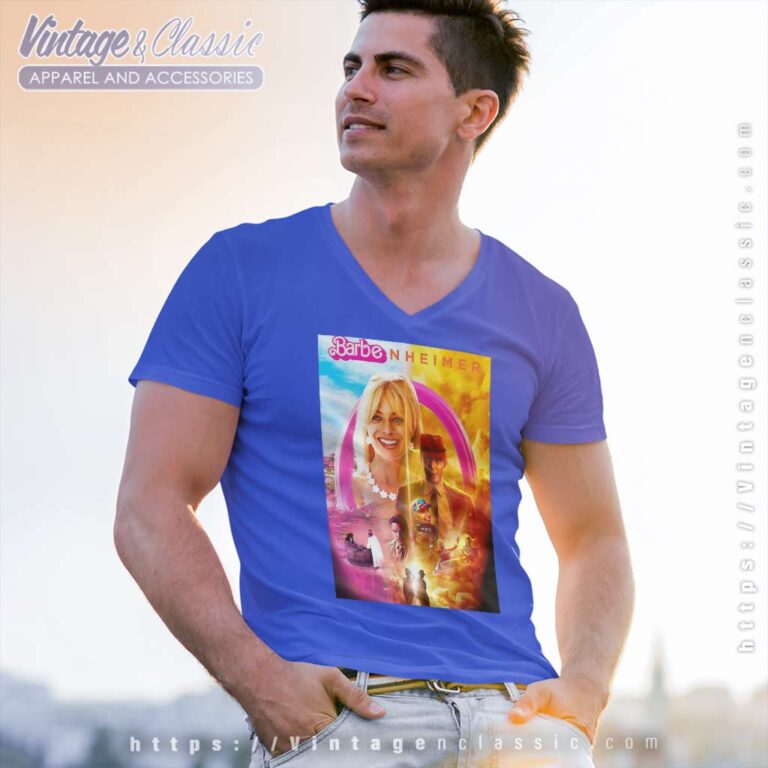 Barbenheimer Poster 2023 V Neck TShirt Barbenheimer Poster 2023 V Neck TShirt