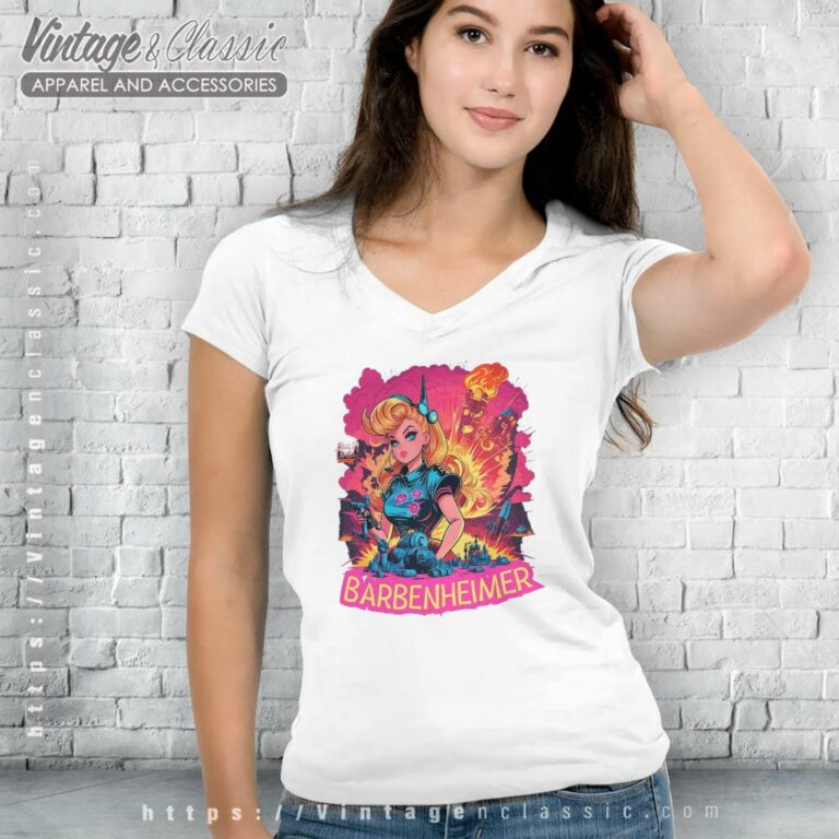 Barbenheimer Shirt Barbie X Oppenheimer V Neck TShirt Barbenheimer Shirt Barbie X Oppenheimer V Neck TShirt