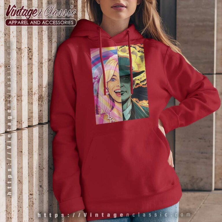 Barbenheimer The Battle Split Art Hoodie Barbenheimer The Battle Split Art Hoodie