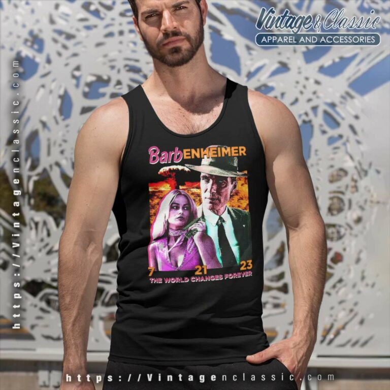 Barbenheimer The World Changes Forever Tank Top Racerback Barbenheimer The World Changes Forever Tank Top Racerback