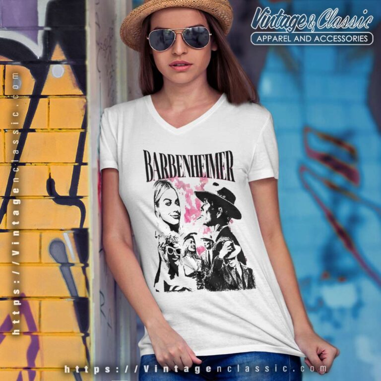 Barbenheimer Vintage 2023 V Neck TShirt Barbenheimer Vintage 2023 V Neck TShirt