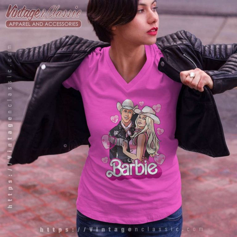 Barbie And Ken Love Barbie Movie 2023 V Neck TShirt Barbie And Ken Love Barbie Movie 2023 V Neck TShirt