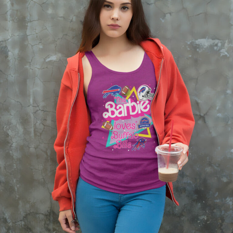 Barbie Loves Buffalo Bills Tank Top Racerback Barbie Loves Buffalo Bills Tank Top Racerback