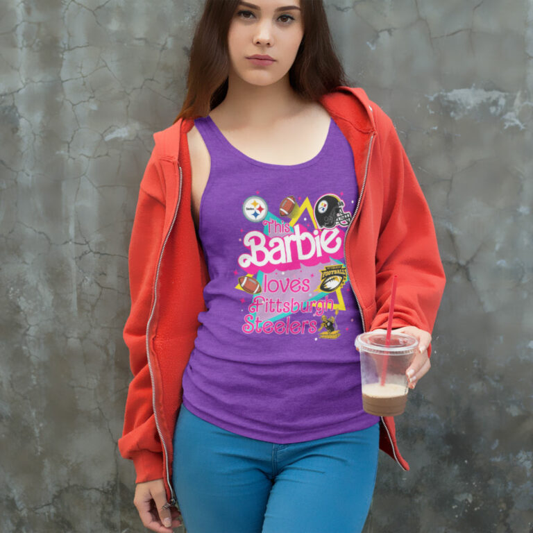 Barbie Loves Pittsburgh Steelers Tank Top Racerback Barbie Loves Pittsburgh Steelers Tank Top Racerback