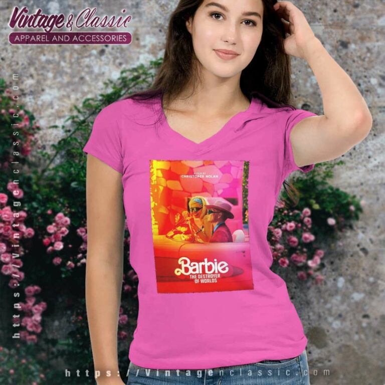Barbie Poster Oppenheimer Barbenheimer V Neck TShirt Barbie Poster Oppenheimer Barbenheimer V Neck TShirt