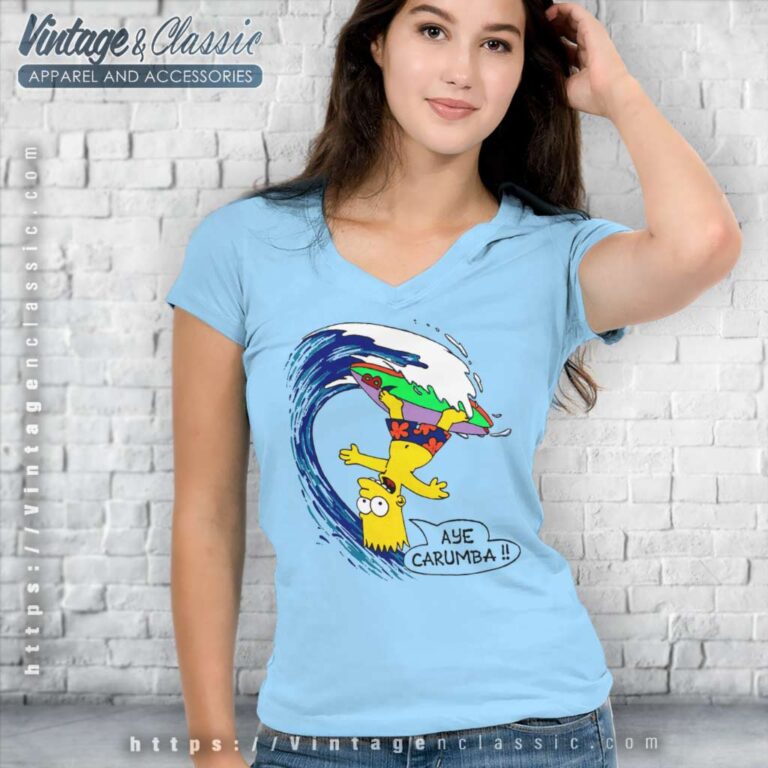 Bart Simpson Aye Carumba V Neck TShirt Bart Simpson Aye Carumba V Neck TShirt