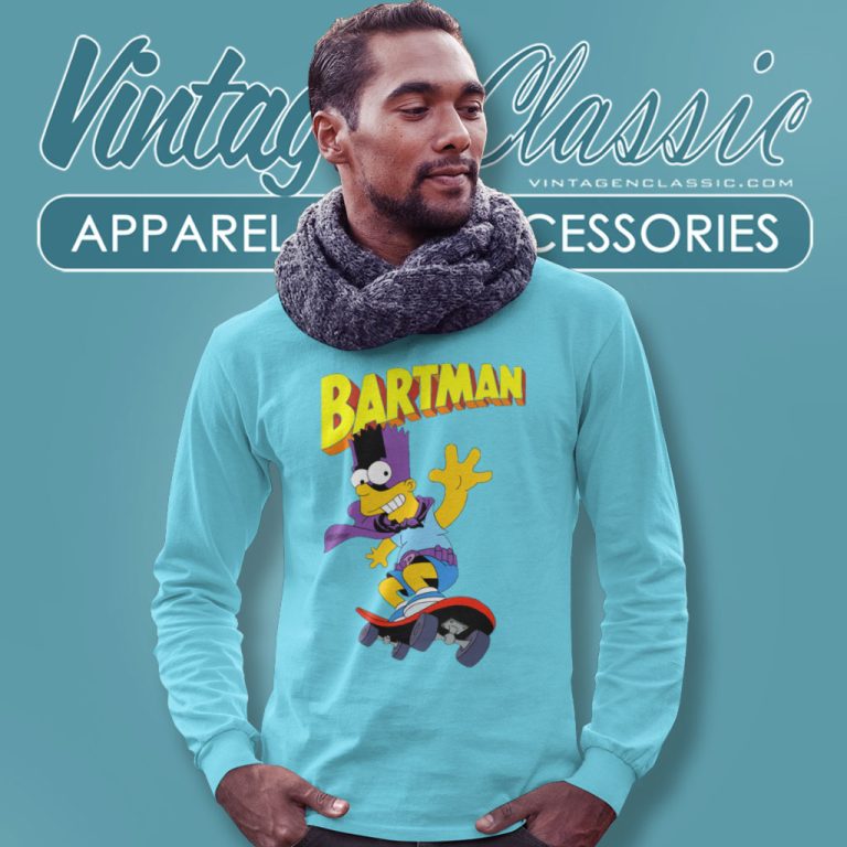 Bart Simpson Bartman Skateboarding Long Sleeve Tee Bart Simpson Bartman Skateboarding Long Sleeve Tee