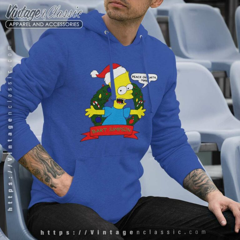Bart Simpson Christmas Peace On Earth Man Hoodie Bart Simpson Christmas Peace On Earth Man Hoodie