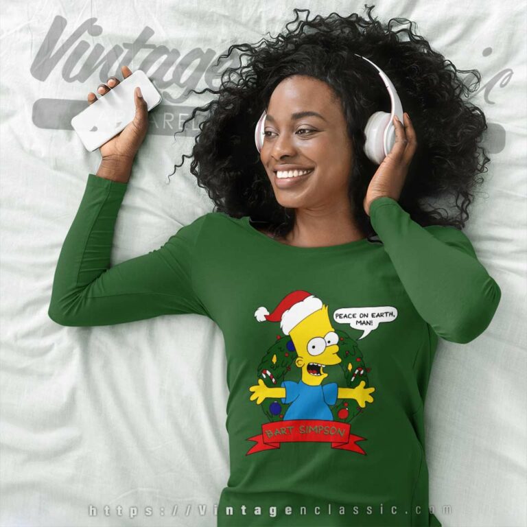 Bart Simpson Christmas Peace On Earth Man Long Sleeve Tee Bart Simpson Christmas Peace On Earth Man Long Sleeve Tee