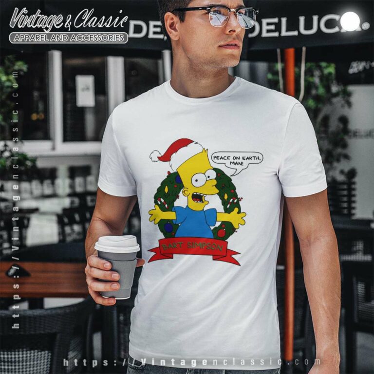 Bart Simpson Christmas Peace On Earth Man T Shirt Bart Simpson Christmas Peace On Earth Man T Shirt