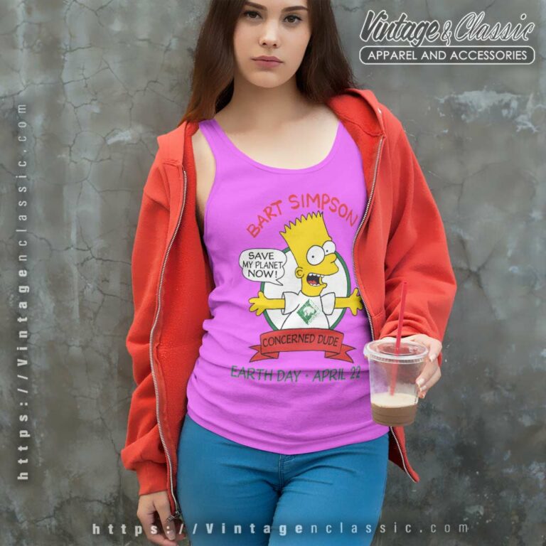Bart Simpson Earth Day Save My Planet Tank Top Racerback Bart Simpson Earth Day Save My Planet Tank Top Racerback