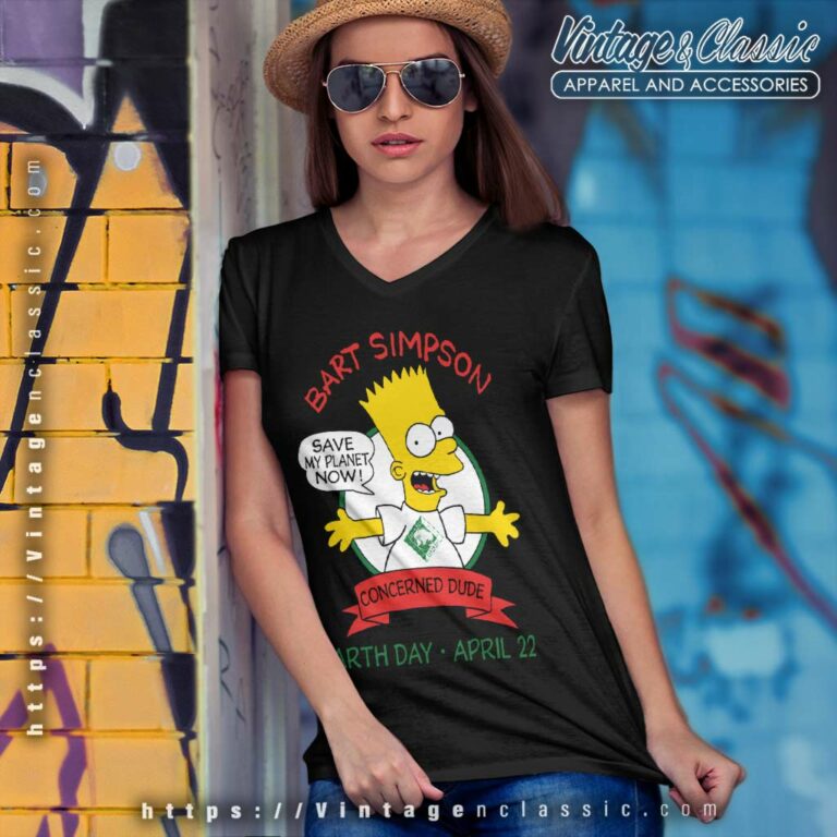 Bart Simpson Earth Day Save My Planet V Neck TShirt Bart Simpson Earth Day Save My Planet V Neck TShirt