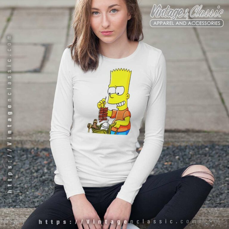 Bart Simpson Firecracker Slingshot Long Sleeve Tee Bart Simpson Firecracker Slingshot Long Sleeve Tee