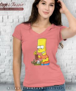 Bart Simpson Firecracker Slingshot V Neck TShirt