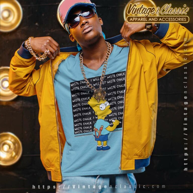 Bart Simpson I Will Not Waste Chalk V Neck TShirt Bart Simpson I Will Not Waste Chalk V Neck TShirt