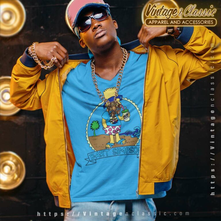 Bart Simpson Matt Groening On Vacation V Neck TShirt 1 Bart Simpson Matt Groening On Vacation V Neck TShirt 1