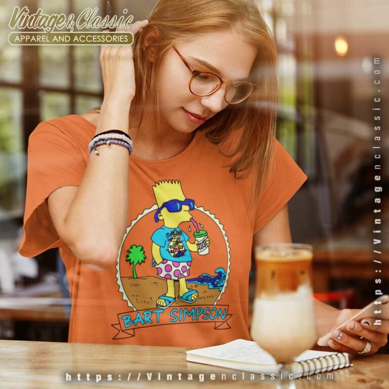 Bart Simpson Matt Groening On Vacation Women TShirt 1 Bart Simpson Matt Groening On Vacation Women TShirt 1