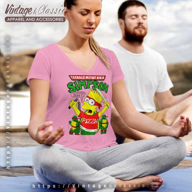 Bart Simpson Ninja Turtles V Neck TShirt Bart Simpson Ninja Turtles V Neck TShirt