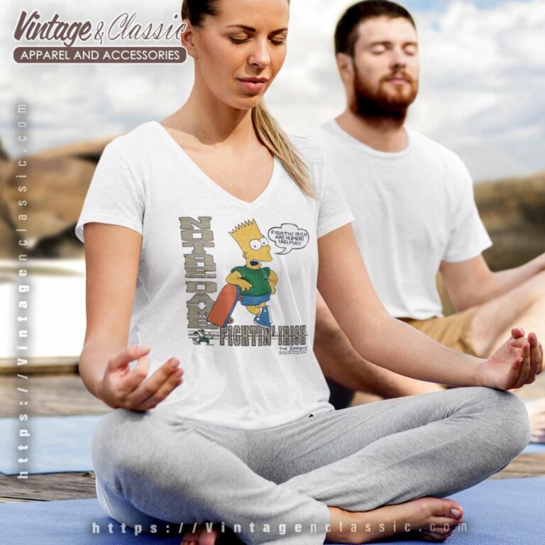 Bart Simpson Notre Dame V Neck TShirt Bart Simpson Notre Dame V Neck TShirt