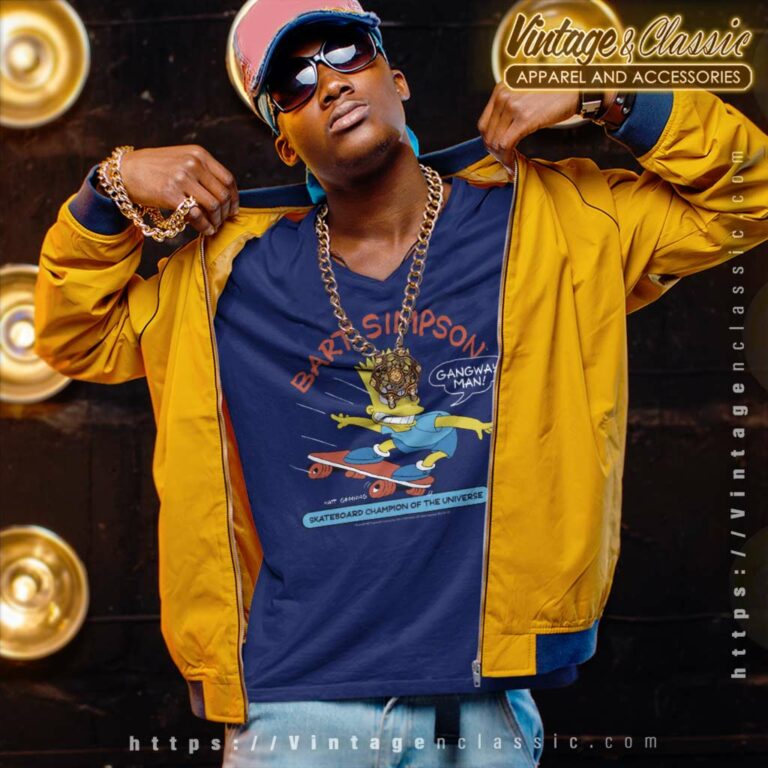 Bart Simpson Skateboard Champion V Neck TShirt Bart Simpson Skateboard Champion V Neck TShirt