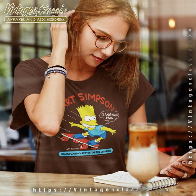 Bart Simpson Skateboard Champion Women TShirt Bart Simpson Skateboard Champion Women TShirt