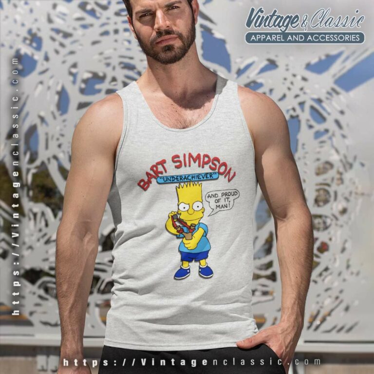 Bart Simpson Underachiever And Proud Of It Man Tank Top Racerback Bart Simpson Underachiever And Proud Of It Man Tank Top Racerback