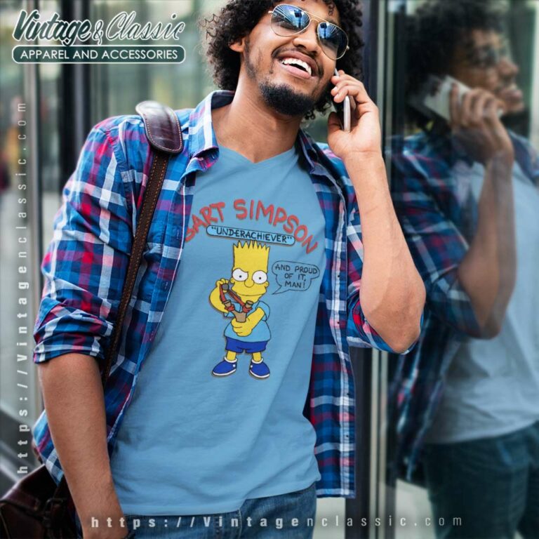 Bart Simpson Underachiever And Proud Of It Man V Neck TShirt Bart Simpson Underachiever And Proud Of It Man V Neck TShirt