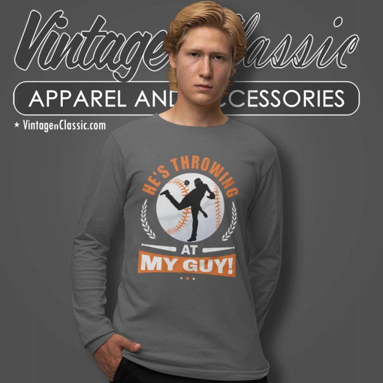 Baseball Hes Throwing At My Guy Long Sleeve Tee Baseball Hes Throwing At My Guy Long Sleeve Tee